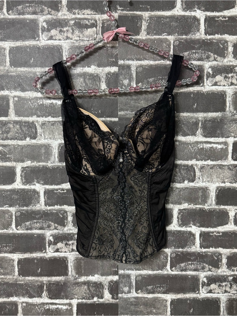 Felina Lingerie black silver lace corset top lingerie